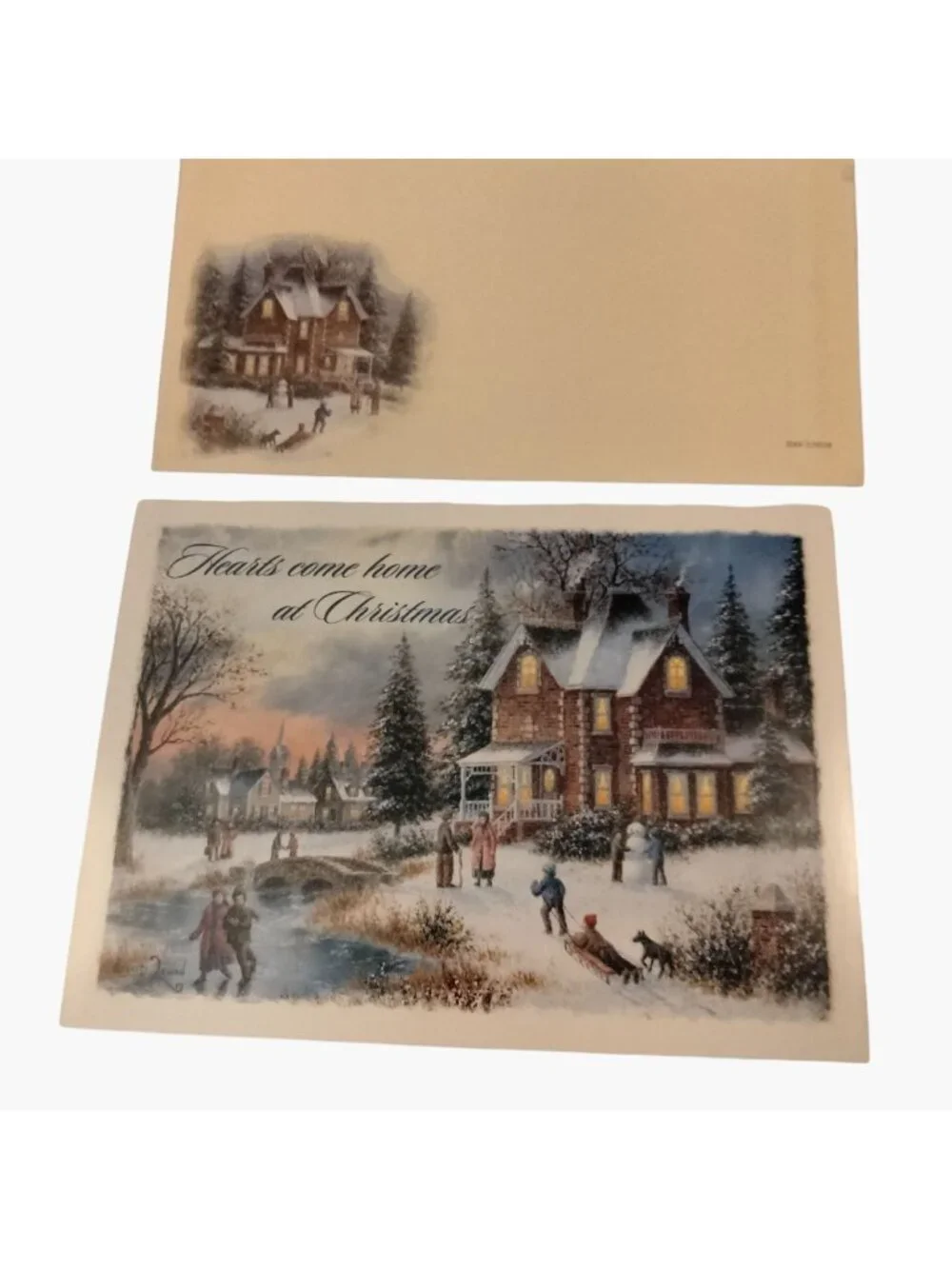 Christian Christmas Card Hearts Come Home Winter Village Bible Verse 1 John 4 9